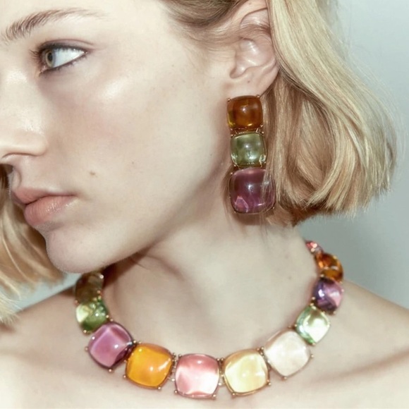 New Zara Multicolor Resin Cube Necklace - Picture 1 of 16
